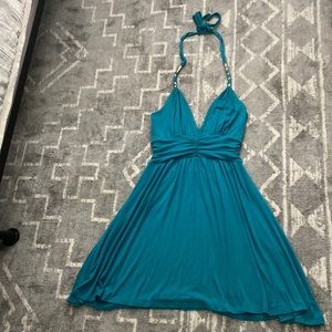 Express Turquoise Flowey Halter Style Tie Dress / Size Small